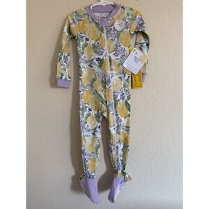 Burts Bees Organic Lemon Flower Yellow Purple Sleeper 18 M NWT